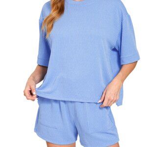 #19 ZENANA RAISED RIB SHORT SET